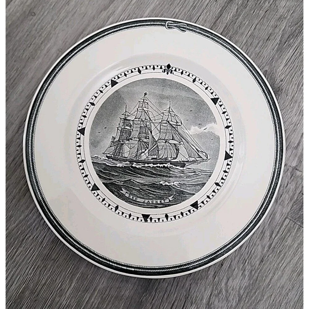 Wedgwood American Clipper Ship Series 9” Red Jacket Black Luncheon Plate